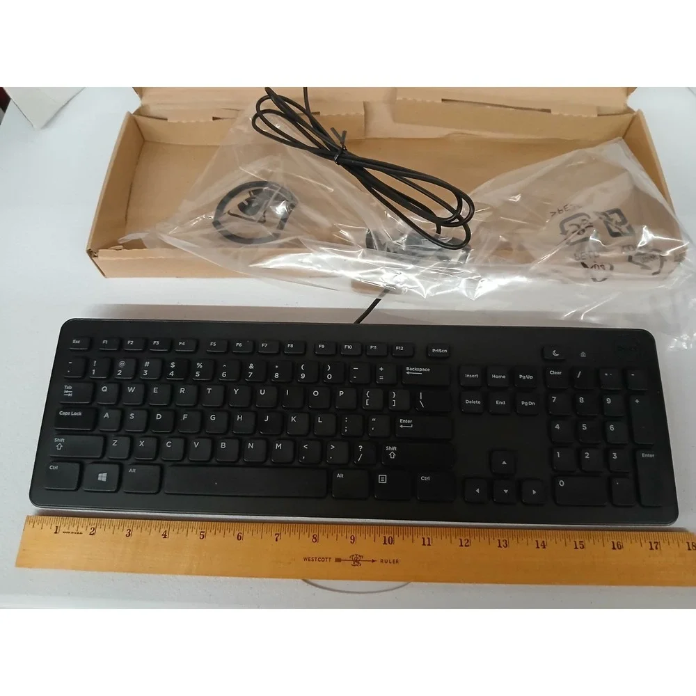 New-Dell Wired slip USB Black Keyboard‎ KG-1089 #1089
